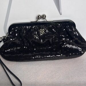 Limited Edition Coach Black Sequin Wristlet Kisslock